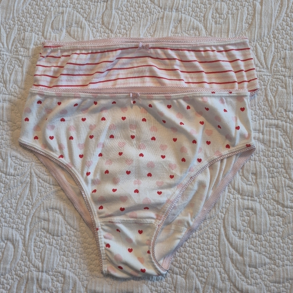 Janie and Jack girls 2 pairs of panties size 10-12 red, white & pink NEW